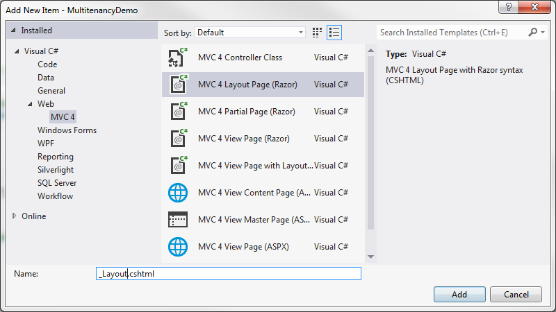 Figure 18: Adding the default layout.