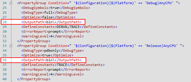 Figure 8: The default OutputPath elements.
